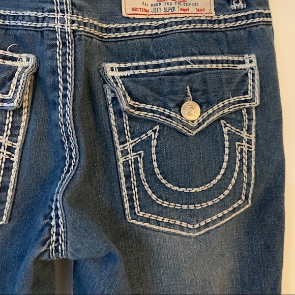 [SOLD] True Religion Mens Joey Blue Denim Super T Bootcut Jeans - Picture 5 of 14